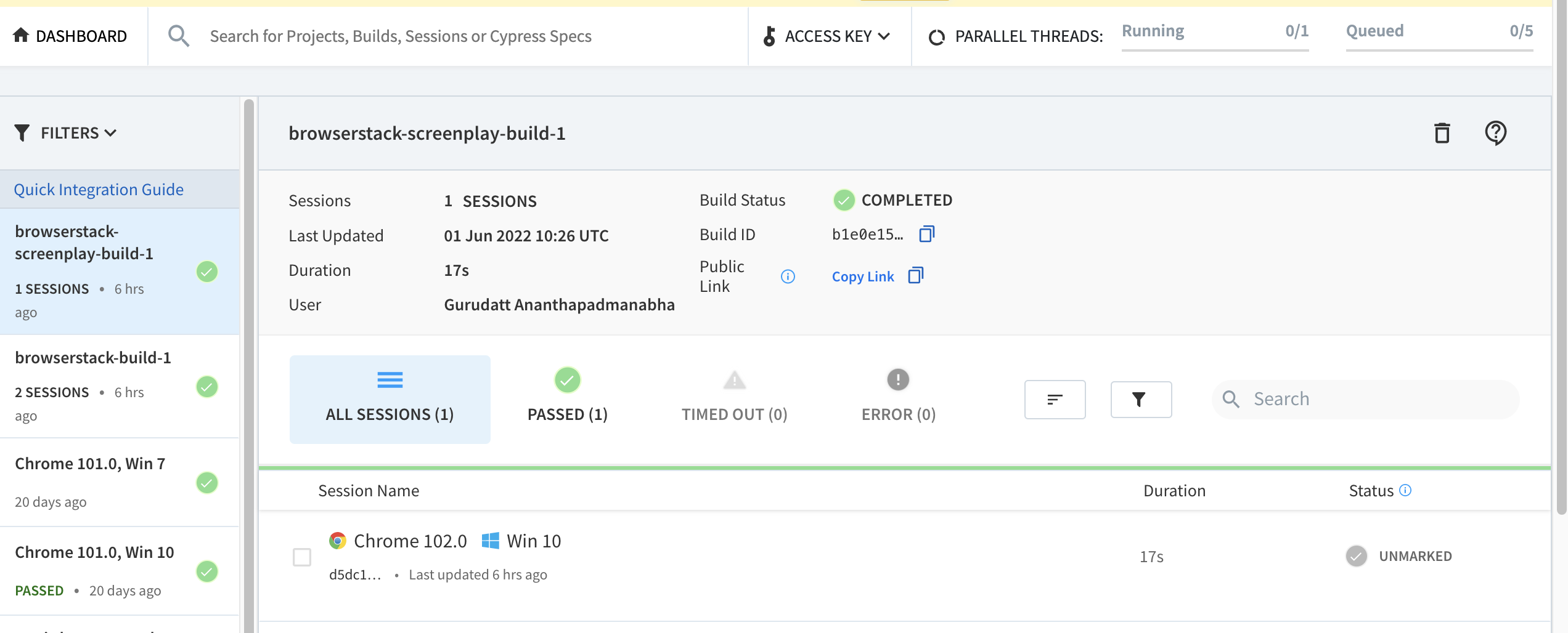 BrowserStack Execution Result BrowserStack Execution Result