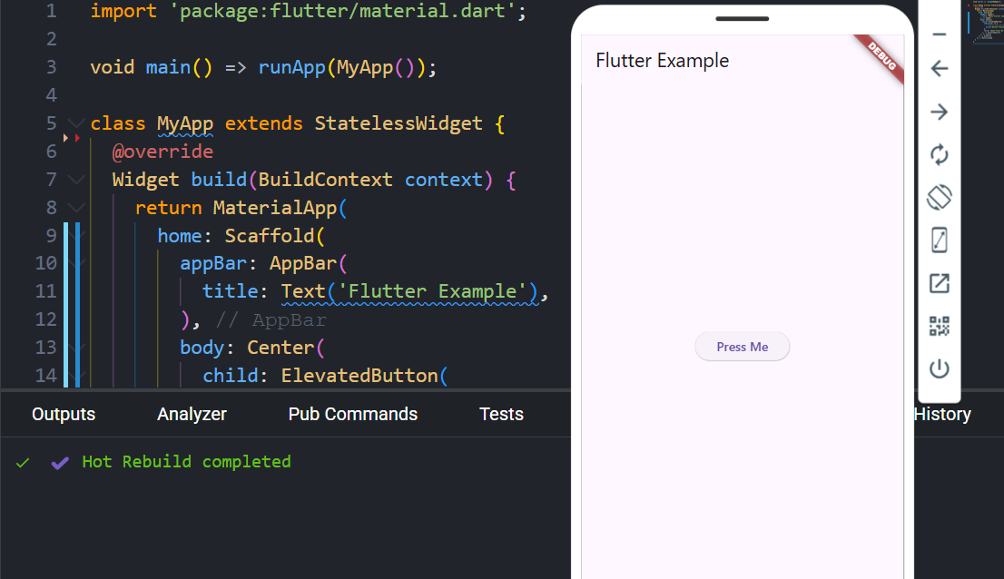 Flutter Example Code Output Flutter Example Code Output