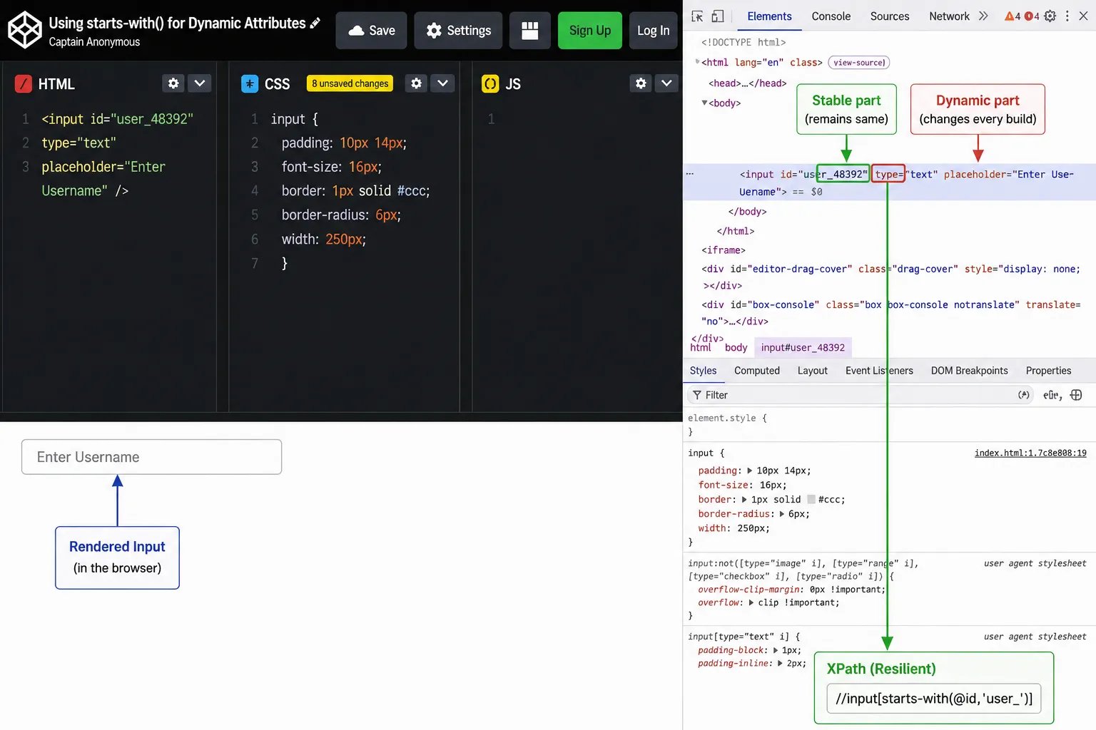 Using starts with for Dynamic Attributes Using starts with for Dynamic Attributes