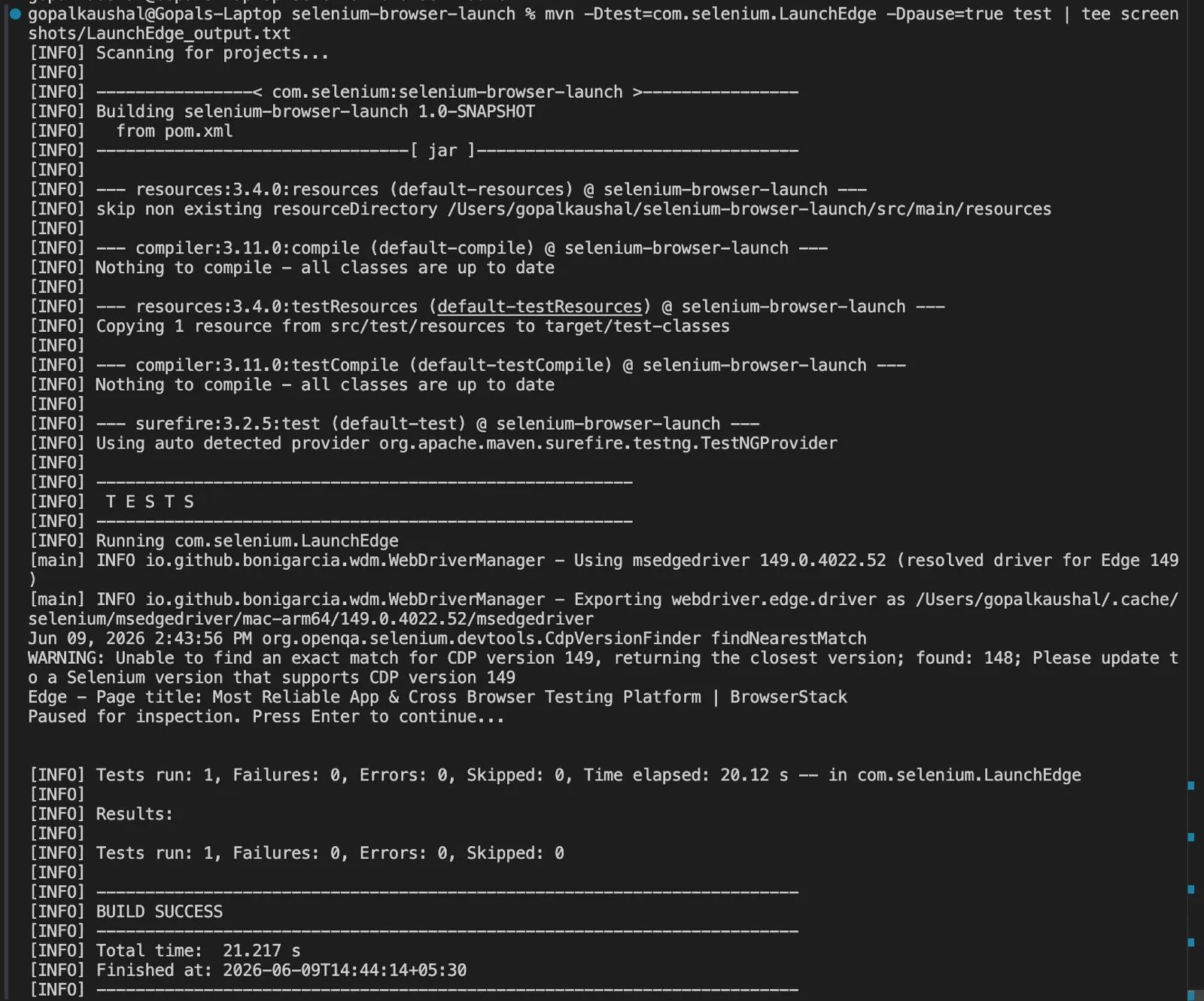 LaunchEdge Output LaunchEdge Output